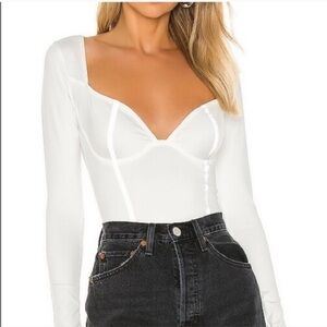 OW INTIMATES Nadia White Corset Style Reflective Bodysuit S